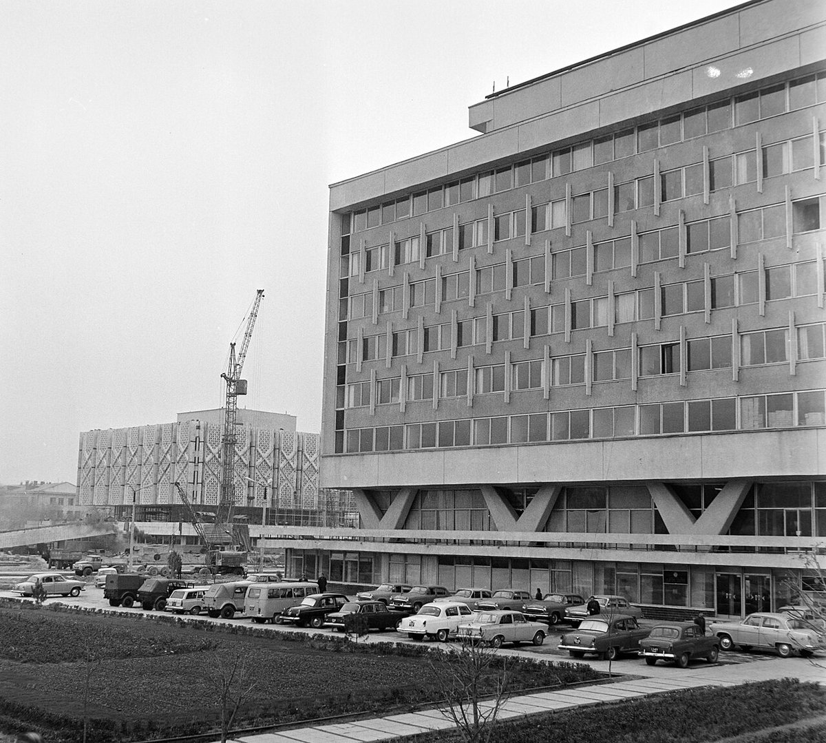 View of building of Government of UzSSR and Tashkent's Museum of Lenin, Tashkent, Uzbekistan, 1969