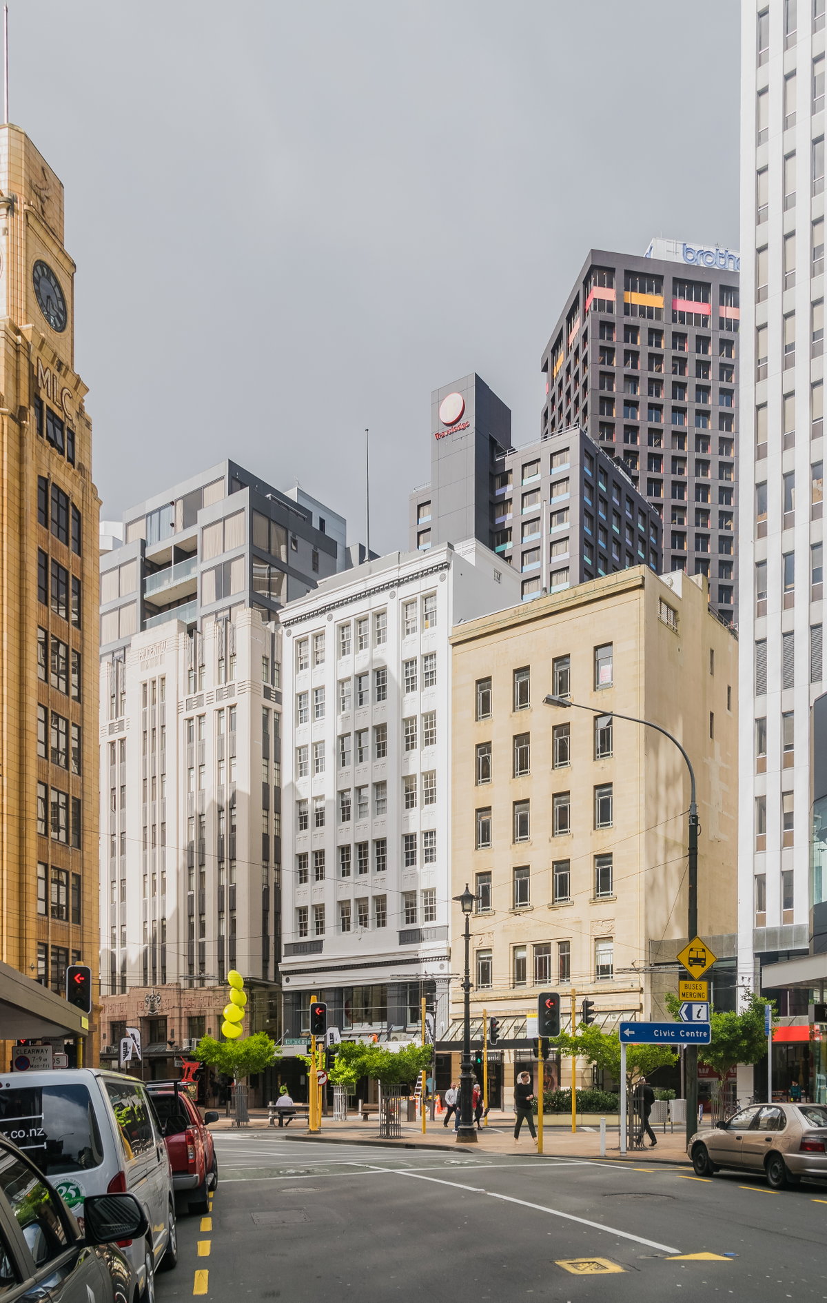 Buildings at Lambton Quay in Wellington, Wellington, New Zealand, 2017