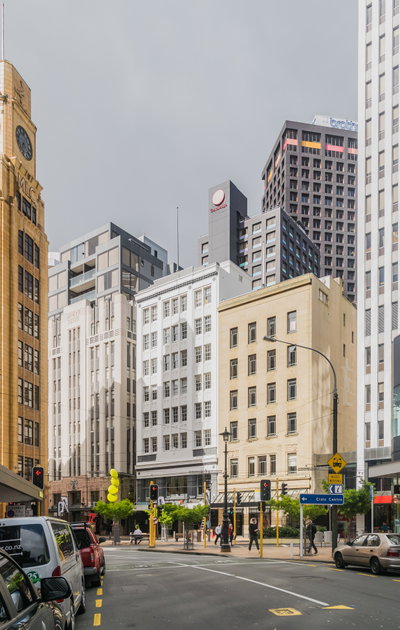 Buildings at Lambton Quay in Wellington, Wellington, 2017