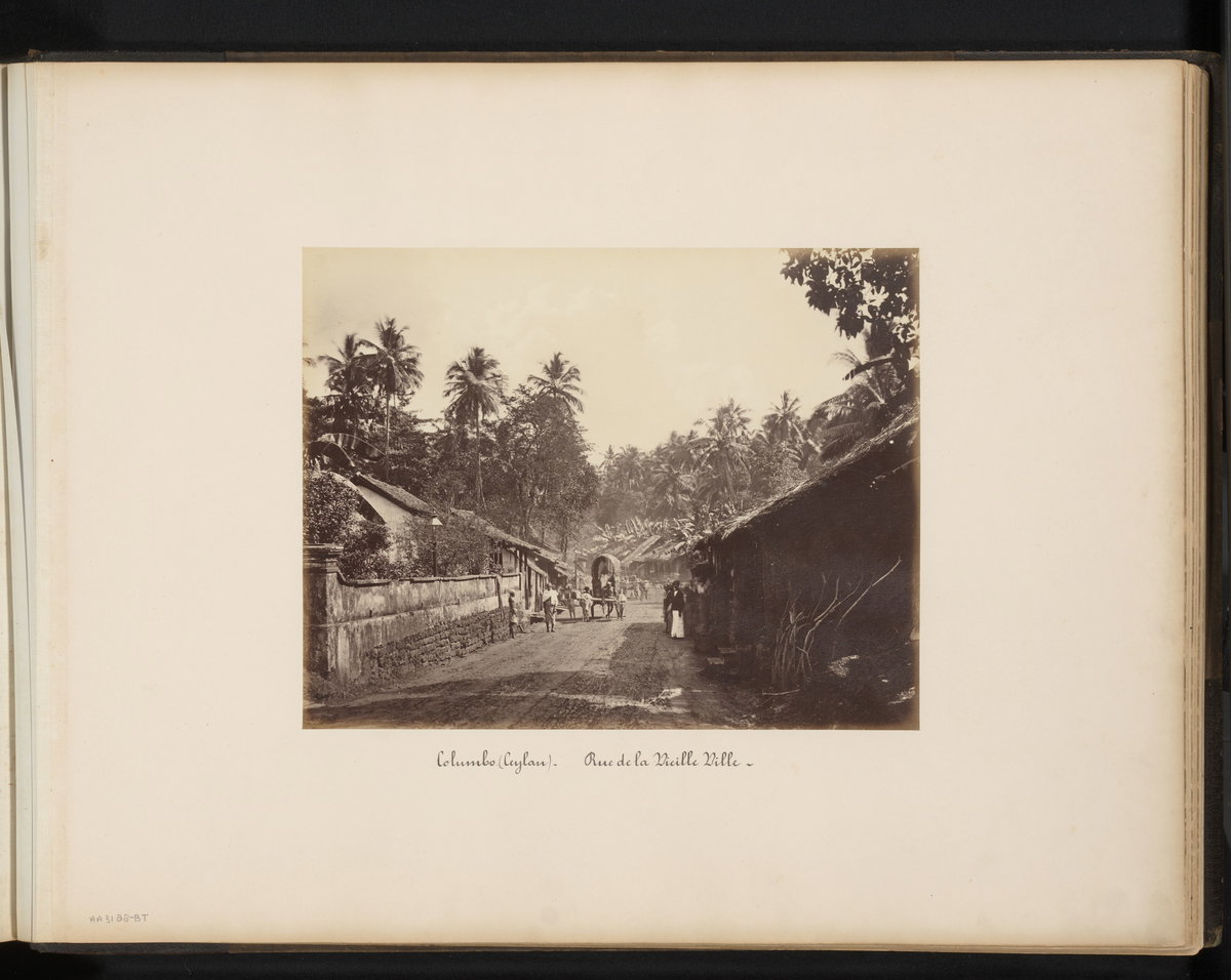 Straatgezicht in Colombo op Brits Ceylon, Colombo, Sri Lanka, 1880