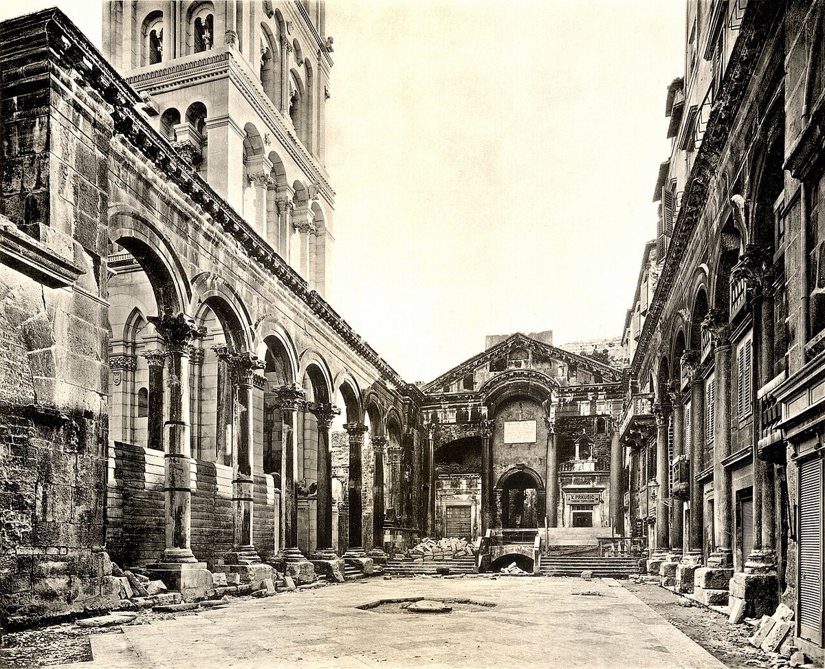 Peristyle of Diocletian's Palace in Split (cropped), Split, Croatia, 1909