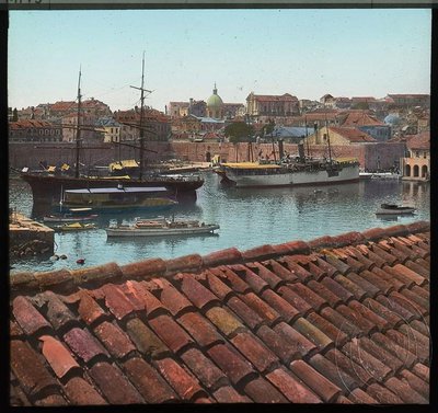 EU: Dubrovnik: old harbour with tall ships (1900), Dubrovnik, 1900