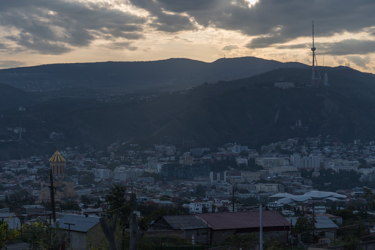 Sunset over Mtatsminda mount, Tbilisi, Georgia, 2023