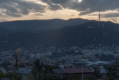 Sunset over Mtatsminda mount, Tbilisi, 2023
