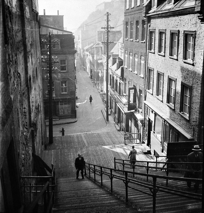 Rue du Petit-Champlain, Escalier casse-cou, Quebec City, Canada, 1933