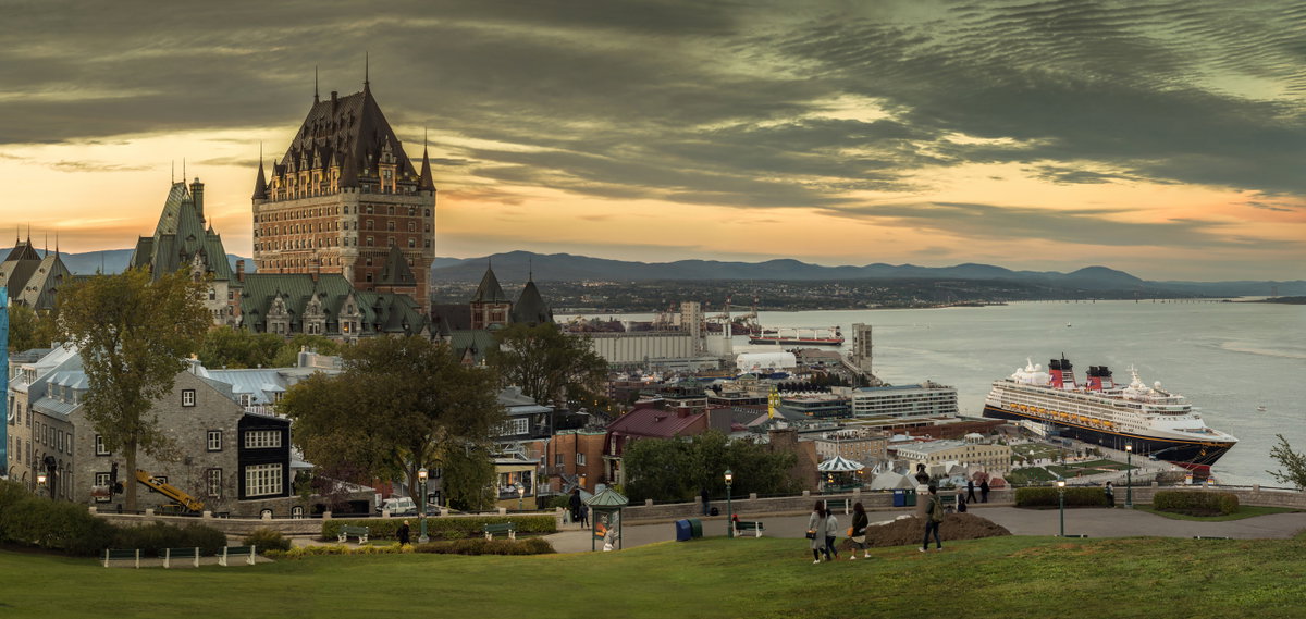 Château Frontenac city at night, Quebec City, Canada, 2018