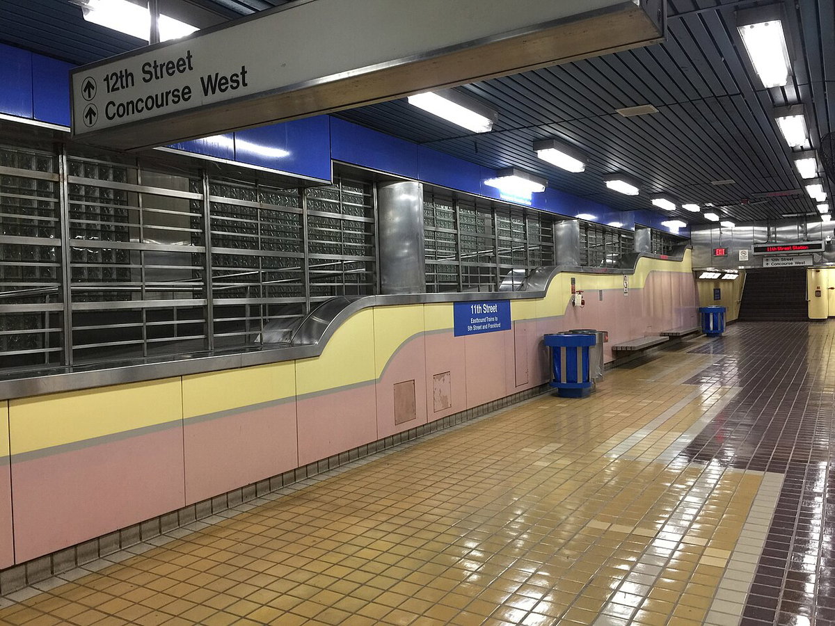 Philadelphia's 11th street subway station, Philadelphia, United States, 2017
