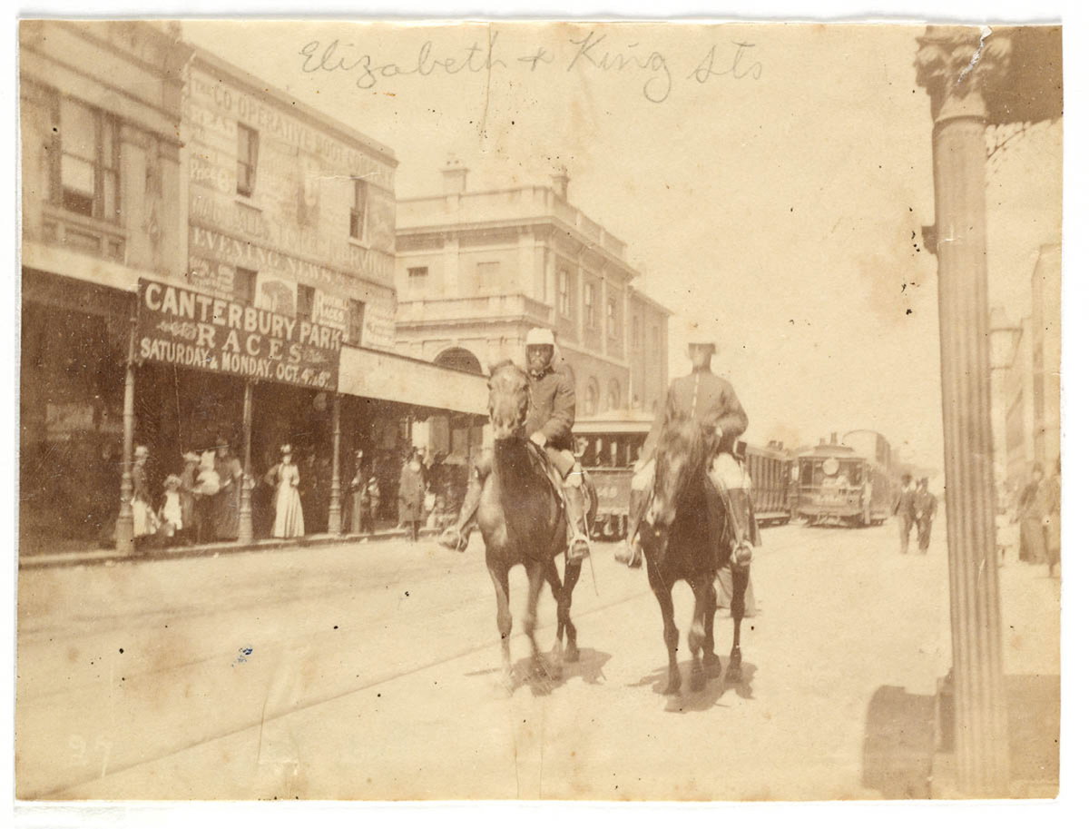 King and Elizabeth Street corner from Sydney, 1890 - photographed by Arthur K. Syer, Sydney, Australia, 1890