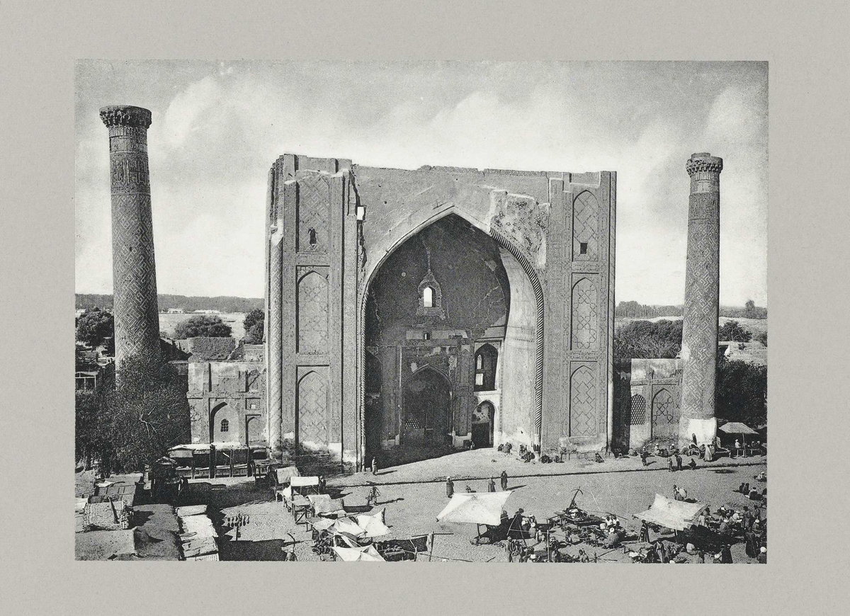 EU: Moskee op de marktplaats te Samarkand, Samarkand, Uzbekistan, 1900