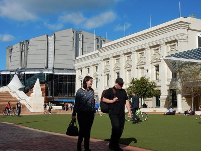 Strolling Through Civic Square, Wellington, 2016