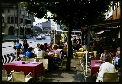 EU: Vaduz: Straßencafé (1974), Vaduz, 1974