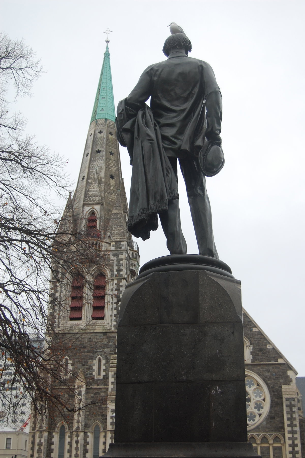 Christchurch Cathedral and Statue of John Robert Godley, Christchurch, New Zealand, 2010