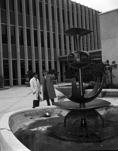 Tsutakawa fountain at Seattle Public Library, Seattle, 1960