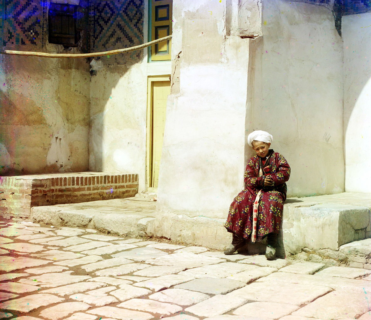 Tilla-Kari Madrasah courtyard, Registan, Samarkand, Uzbekistan, 1911