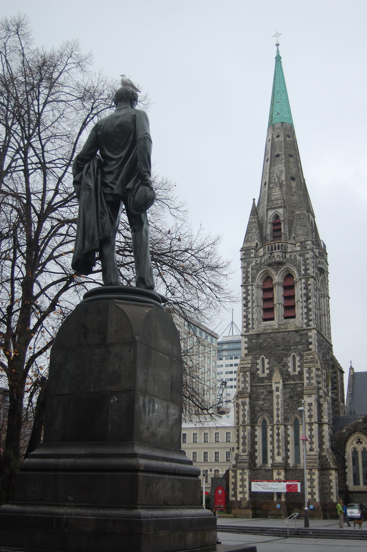 Christchurch Cathedral and Statue of John Robert Godley, Christchurch, New Zealand, 2010