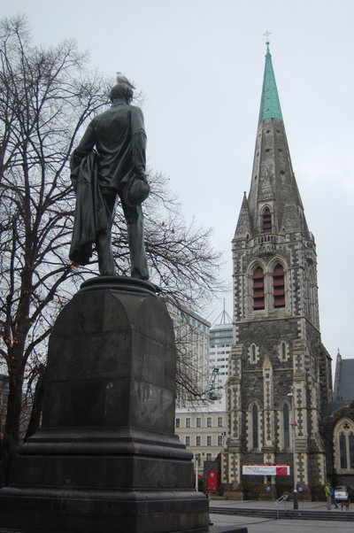 Christchurch Cathedral and Statue of John Robert Godley, Christchurch, 2010
