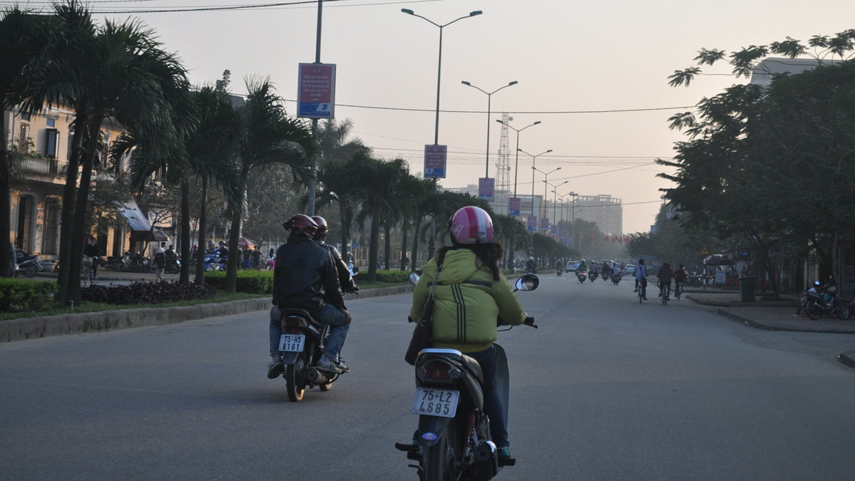 Passing traffic, Cyclo Tour, Hue, Vietnam, Hue, Vietnam, 2012