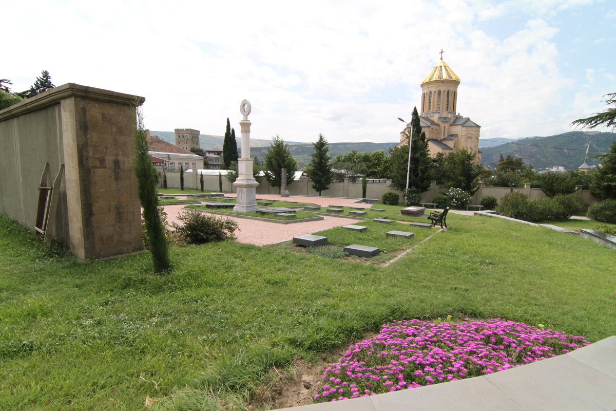 Armenian Pantheon of Tbilisi with Sameba Cathedral, Tbilisi, Georgia, 2011