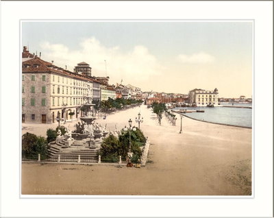 The shore and Franz Joseph fountain, Spalato, Split, 1895