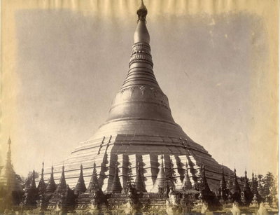 "Pagoda at Rangoon," an albumen photo, Yangon, 1880