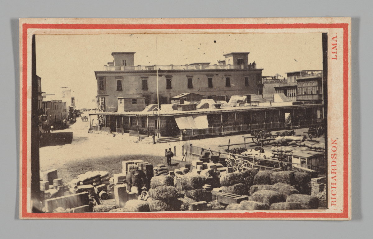 Two Story Building with One Story Flat Roofed Building in Front, Lima MET, Lima, Peru, 1862