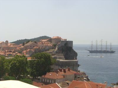 City walls and tall ship, Dubrovnik, 2009