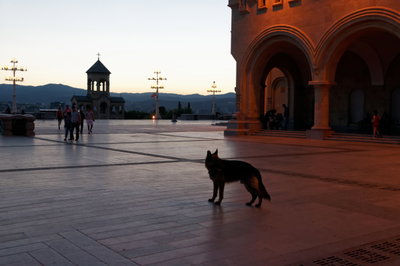 Sameba Cathedral, Holy Trinity Cathedral, Courtyard, Dusk, Tbilisi, Georgia, Tbilisi, 2014