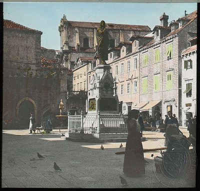 EU: Dubrovnik: Orlando's Column in the main square (1900), Dubrovnik, 1900