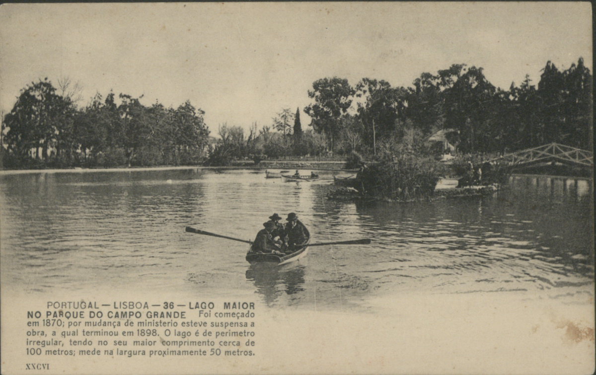 EU: Lago maior no parque do Campo Grande, Lisboa, Portugal (1903), Lisbon, Portugal, 1903