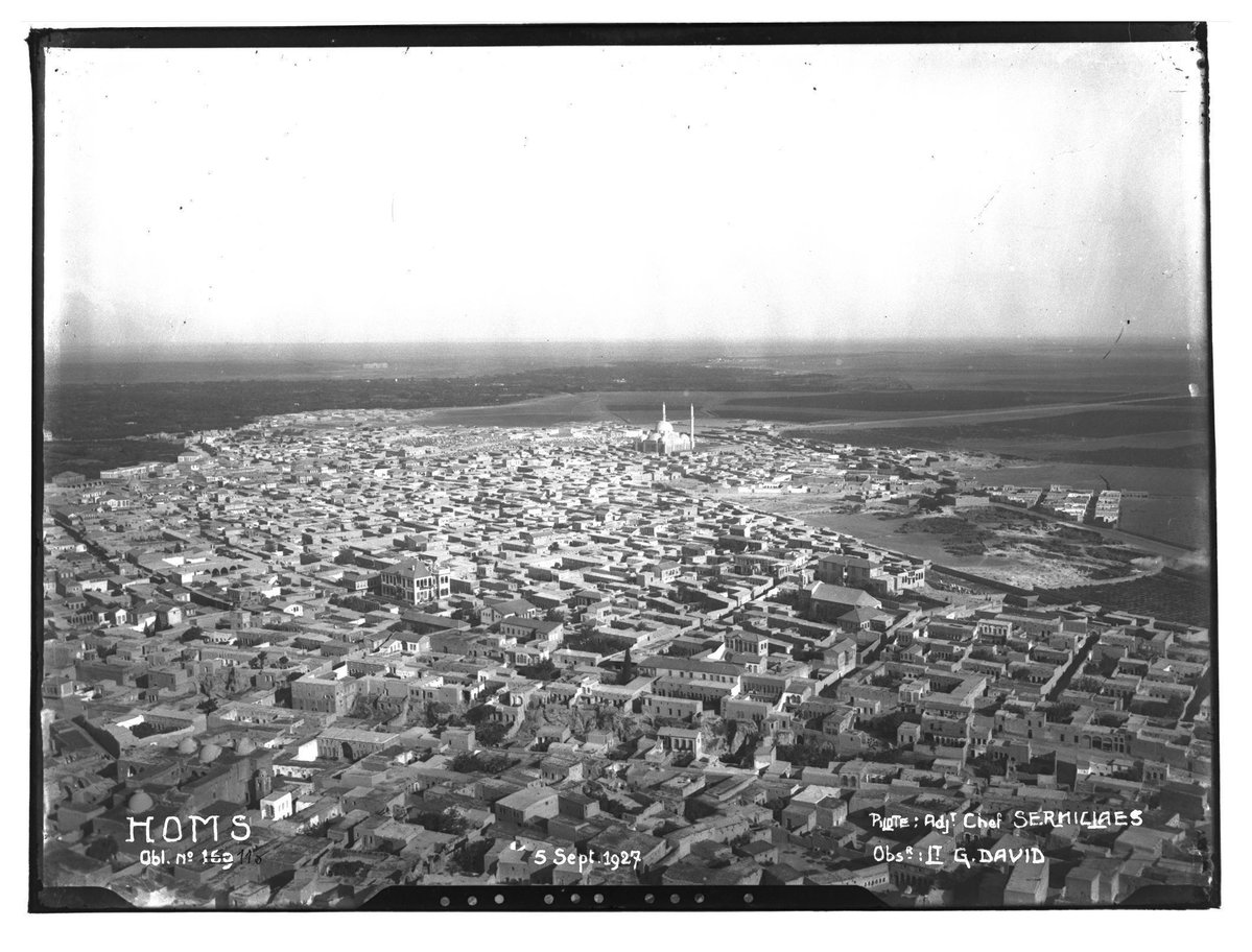 Ifpo Syrie, gouvernorat de Homs, Homs, vue aérienne oblique, Homs, Syria, 1927