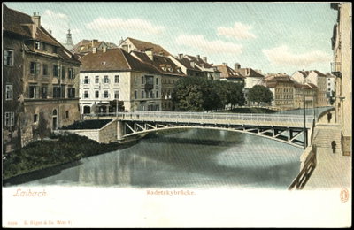Postcard of Hradecky Bridge, Ljubljana, 1903