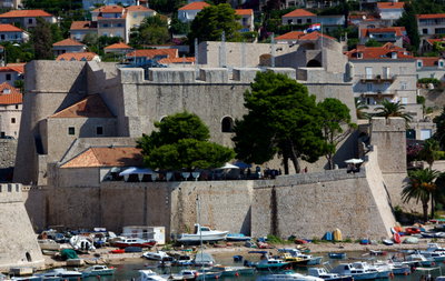View from the walls and across the harbor to fort Revelin, Dubrovnik, 2011