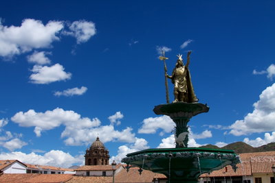 Peru - Cusco 010 - Plaza de Armas statue, Cusco, 2012