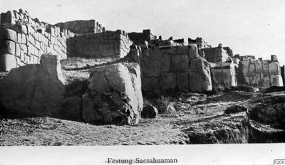 EU: befästning, detalj, fästning, inkafästning, fotografi (1930), Cusco, 1930