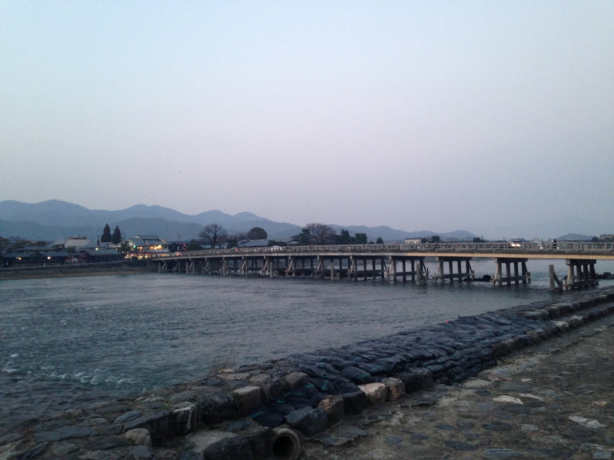 Togetsukyo Bridge from west side of Nakanoshima Island, Kyoto, Japan, 2014