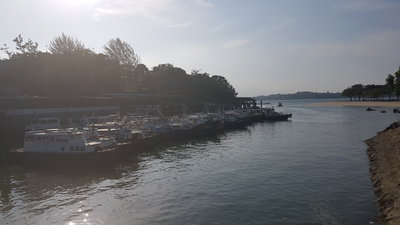 Changi village - changi point bridge looking to ocean, Singapore, 2018