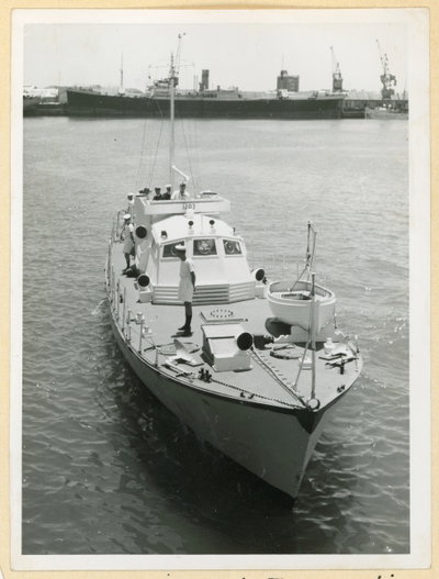 EU: Bilden visar båten med hamnlotsar i Sekondi-Takoradi (1948), Sekondi-Takoradi, 1948