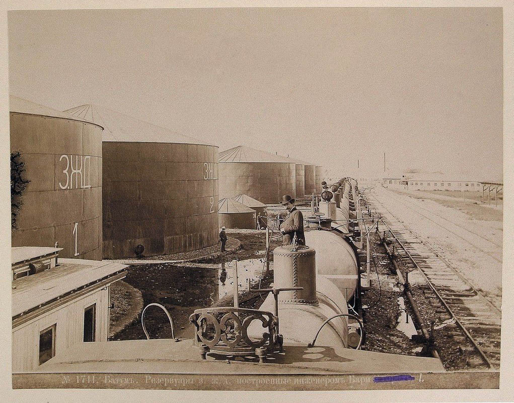 Batumi oil reservoirs and oil train, Batumi, Georgia, 1885