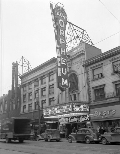 Orpheum exterior, Vancouver, 1946
