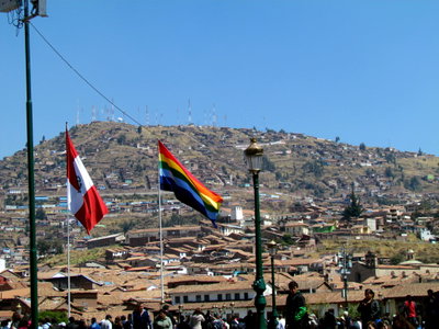 016 Flags over Cathedral Cusco Peru, Cusco, 2014