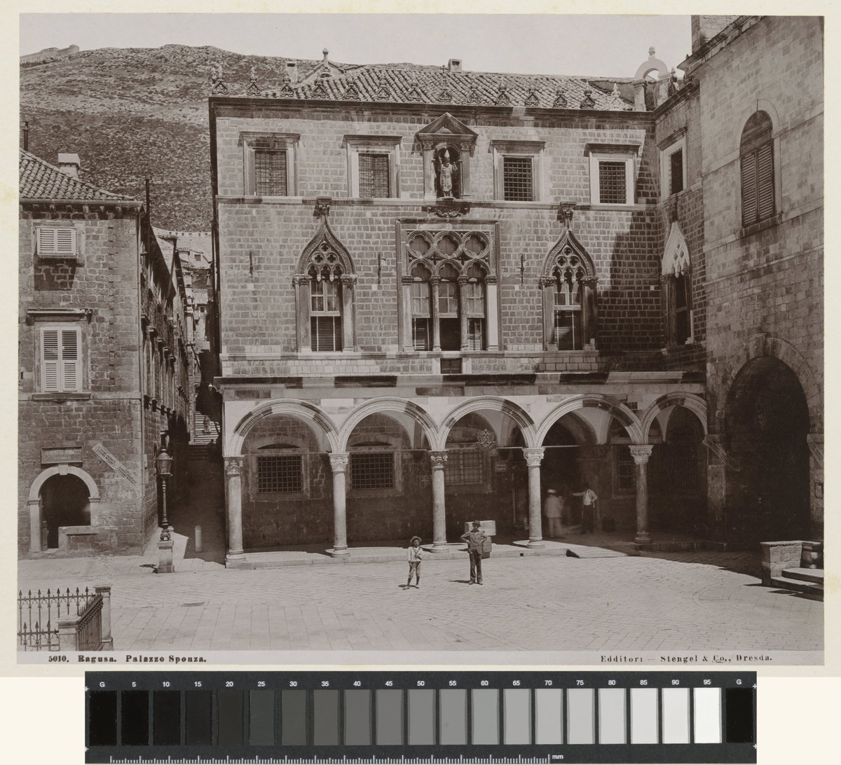Paleis Sponza te Dubrovnik Ragusa. Palazzo Sponza. (serietitel), Dubrovnik, Croatia, 1895