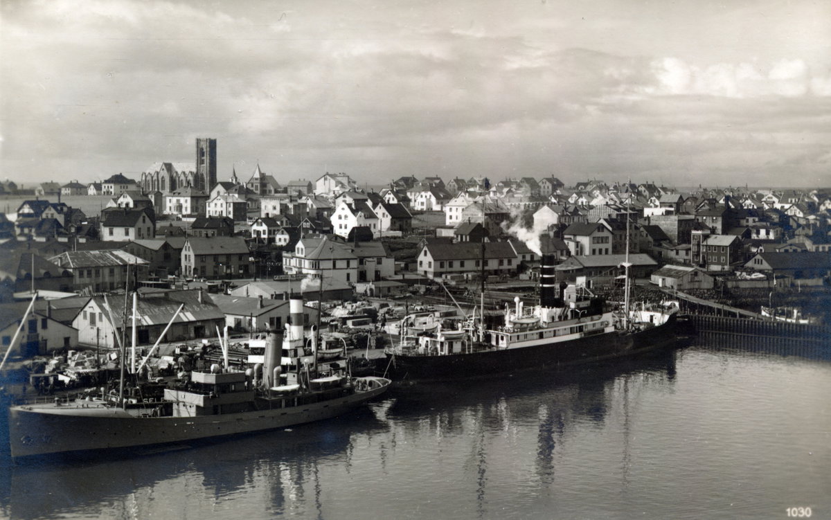 EU: Reykjavík látképe, Landakotskirkja (1931), Reykjavik, Iceland, 1931