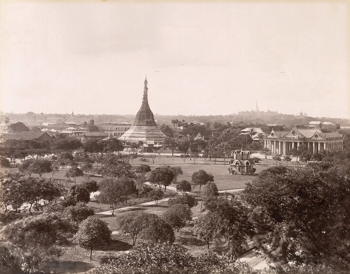 Fytche Square with the Sule Pagoda, Rangoon, Yangon, Myanmar, 1895
