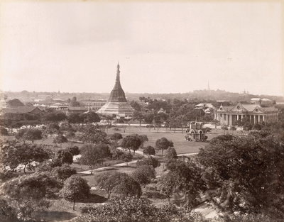 Fytche Square with the Sule Pagoda, Rangoon, Yangon, 1895