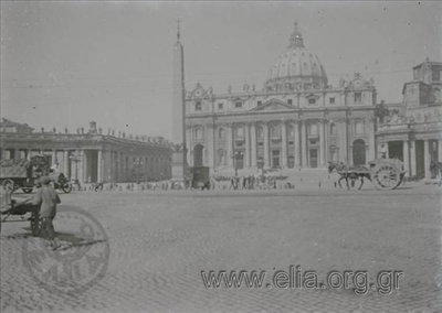 EU: Βατικανό, η Piazza San Pietro. Στο κέντρο αρχαίος αιγυπτιακός οβελίσκος και πίσω ο ναός του Αγίου Πέτρου. (1927), Vatican City, 1927