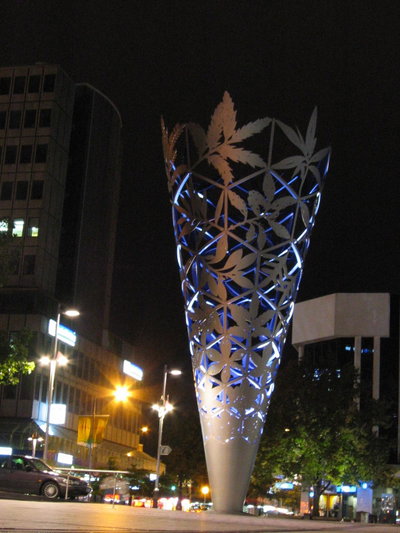 Christchurch 2004, Chalice Sculpture at Night, Christchurch, 2004