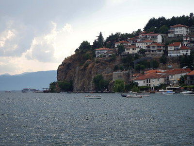 Old town of Ohrid seen from Lake Ohrid, Ohrid, 2015