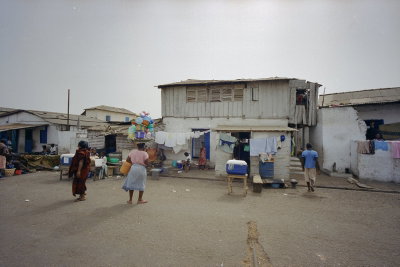EU: Accra, Jamestown street scene with wooden house (2000), Accra, 2000
