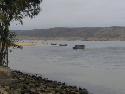 Fisher boats Restinga peninsula, Angola, Lobito, 2008