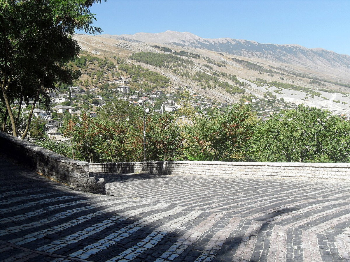 Gjirokaster, street to castle, Gjirokastër, Albania, 2010